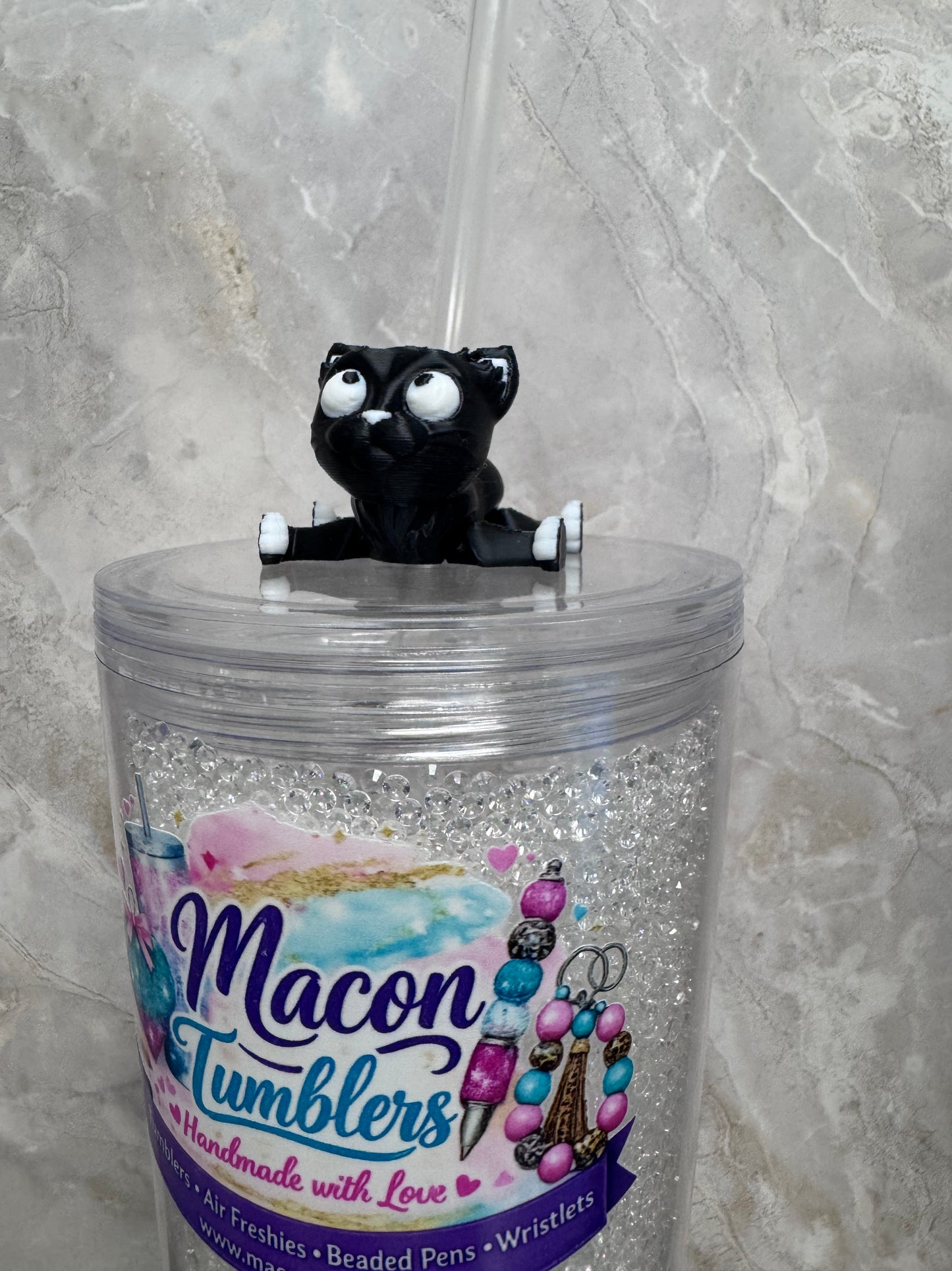 Cat Straw Charm – Cute 3D Printed Tumbler Accessory