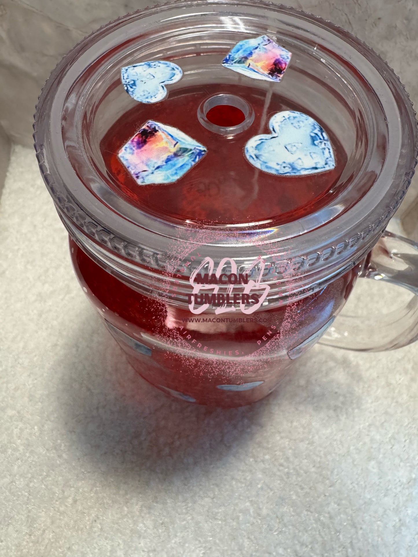 Cherry Slushie 16 oz Mason Jar Snowglobe Tumbler πβοΈ
