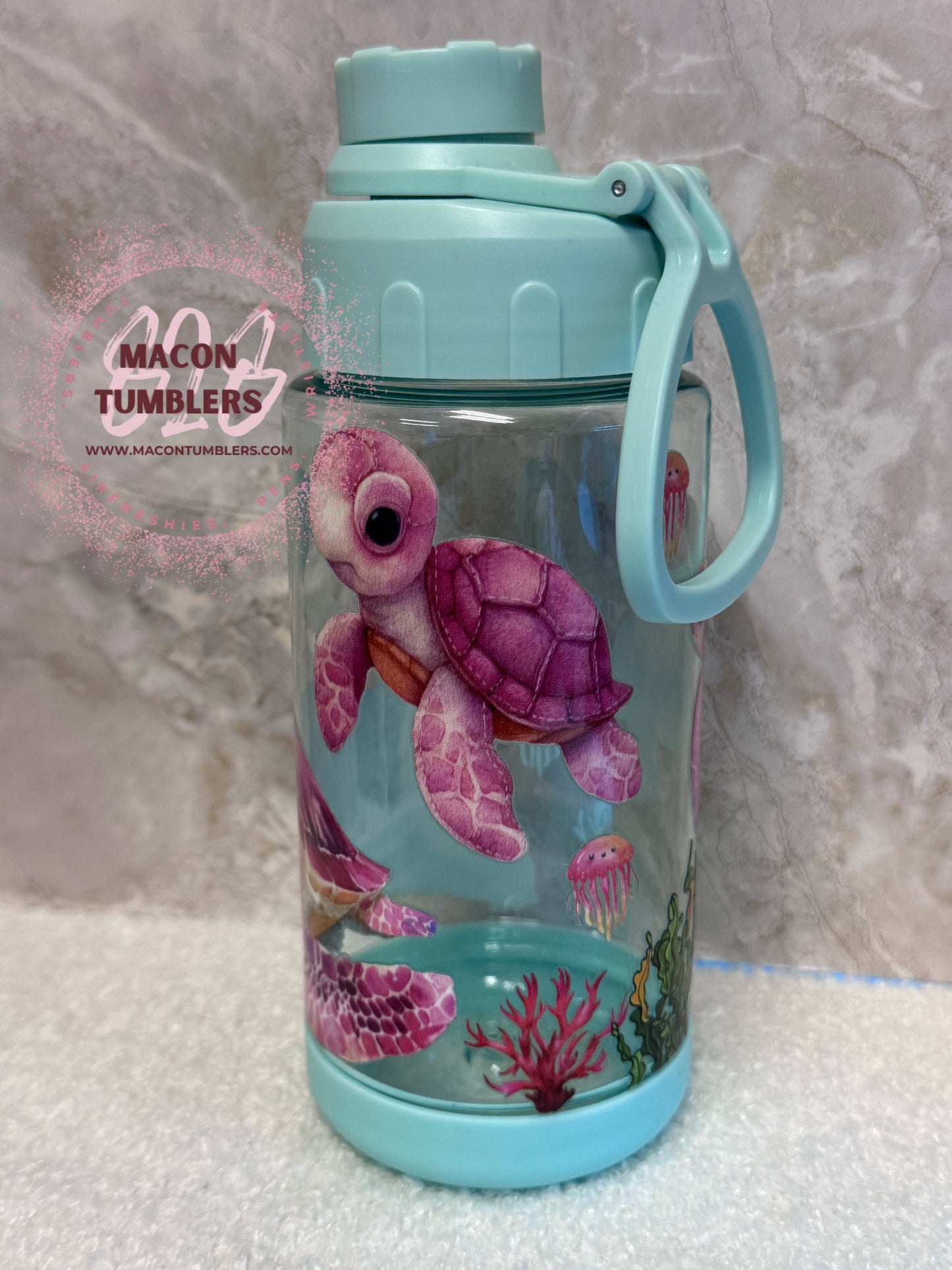 Sea Turtle Acrylic Water Bottle – Screw On Top