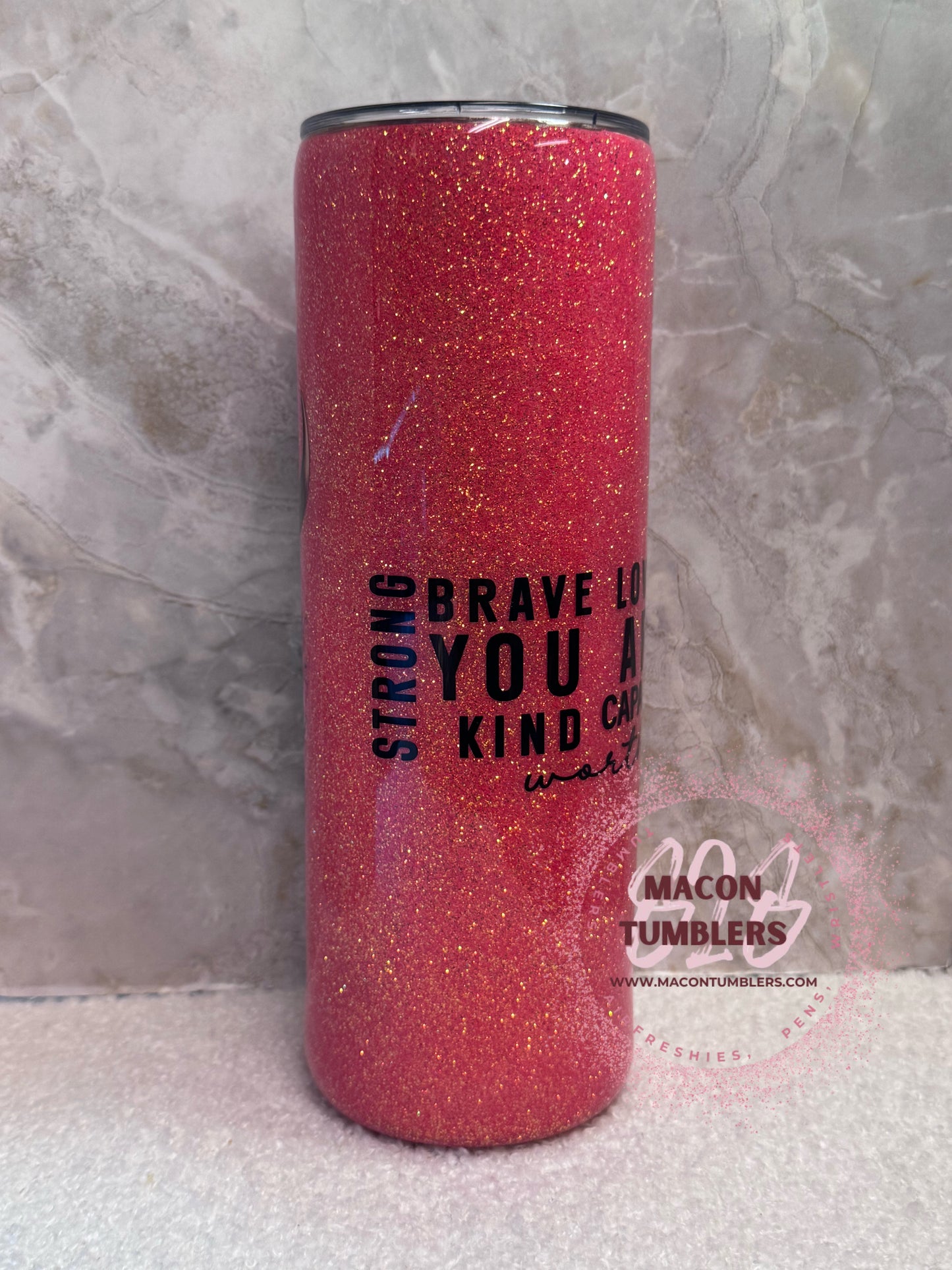 20 oz Inspirational Bull Skull Glitter Tumbler – Western Floral Affirmation Design