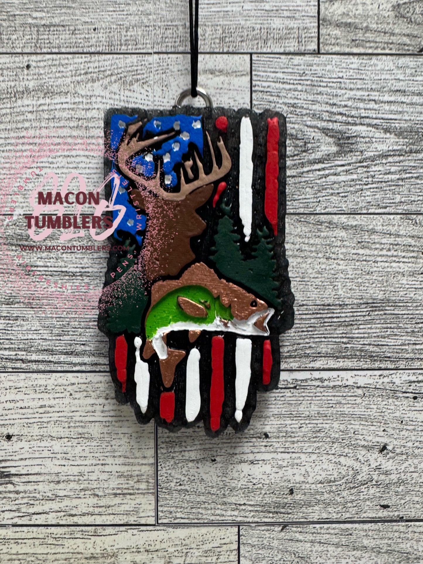 Deer & Fish w/Flag Custom Freshie