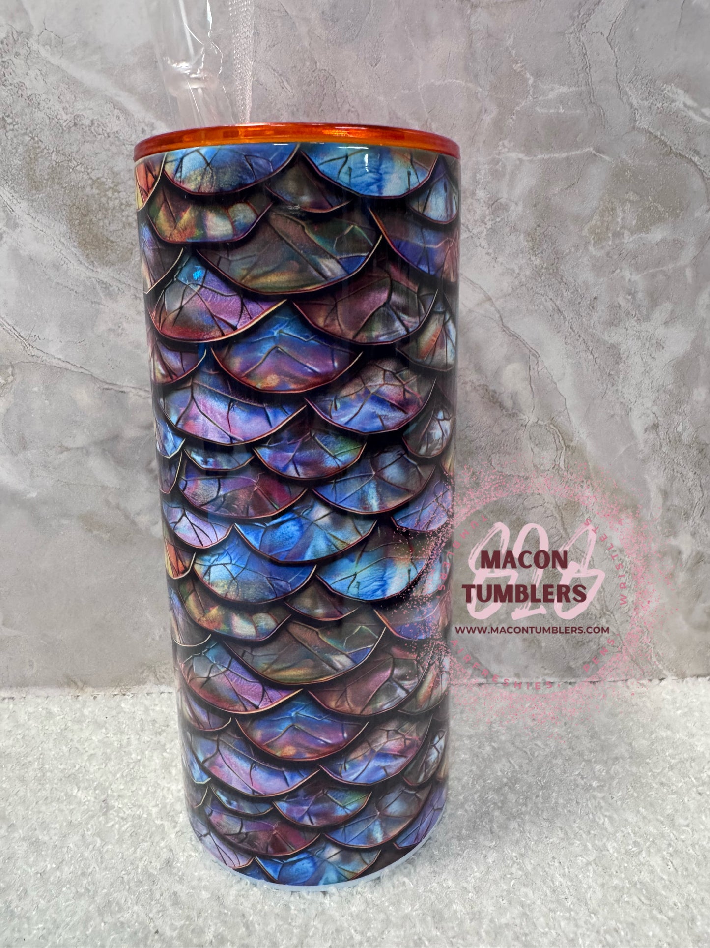 15 oz Iridescent Dragon Scale Skinny Tumbler