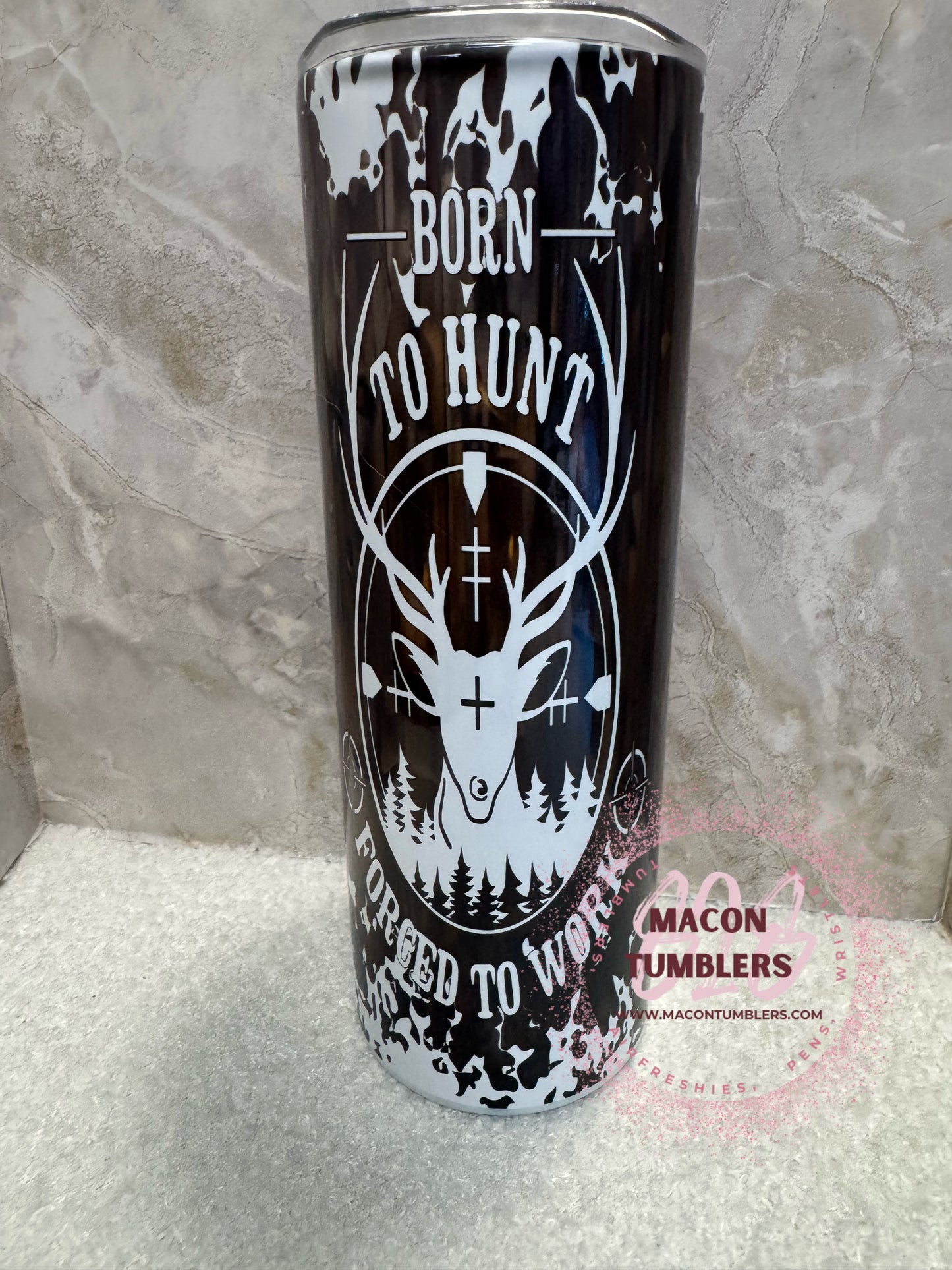 Born to Hunt Deer Tumbler – 20oz Skinny Sublimation Tumbler