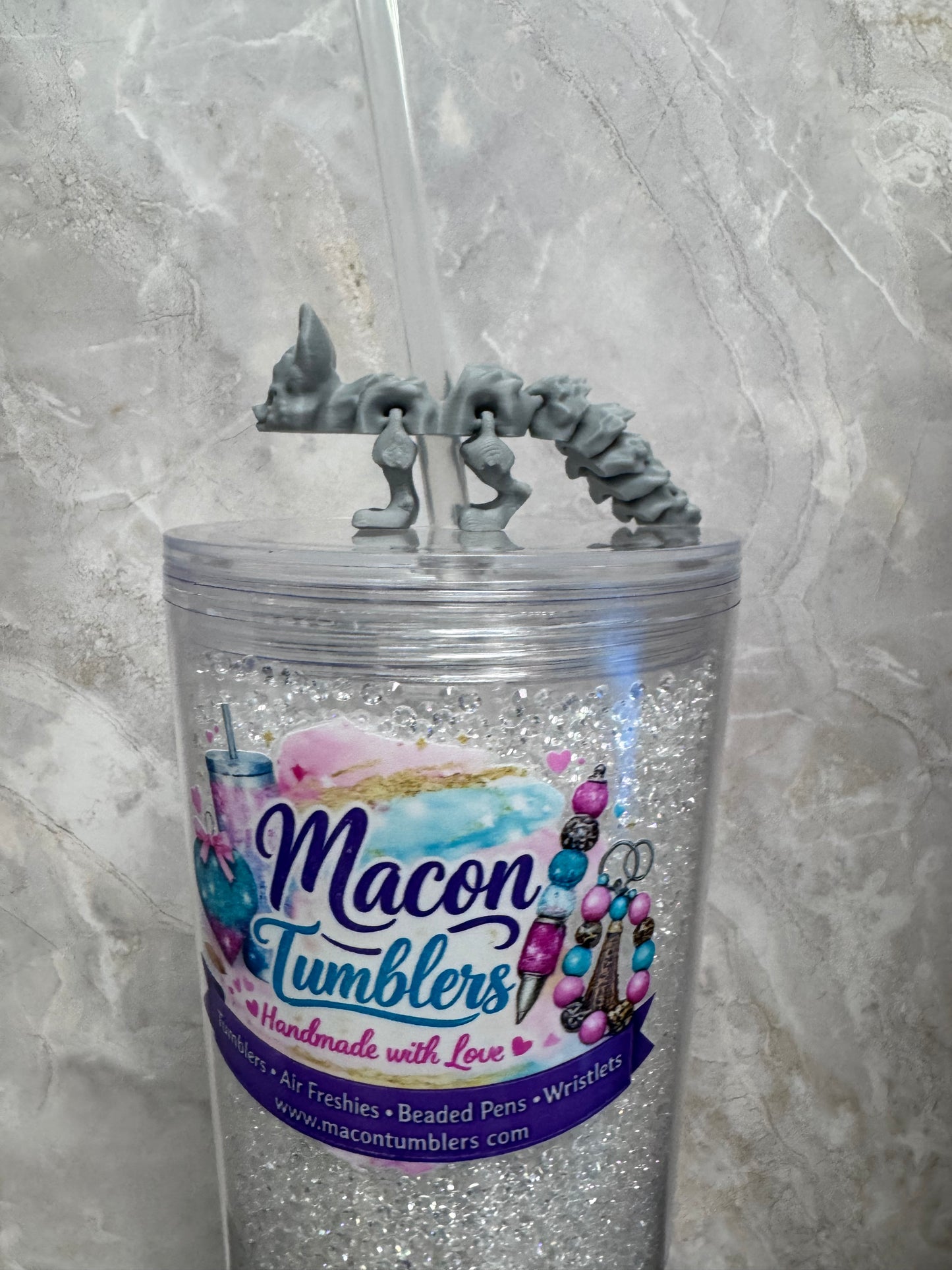 Fox Straw Charm – 3D Printed Tumbler Accessory
