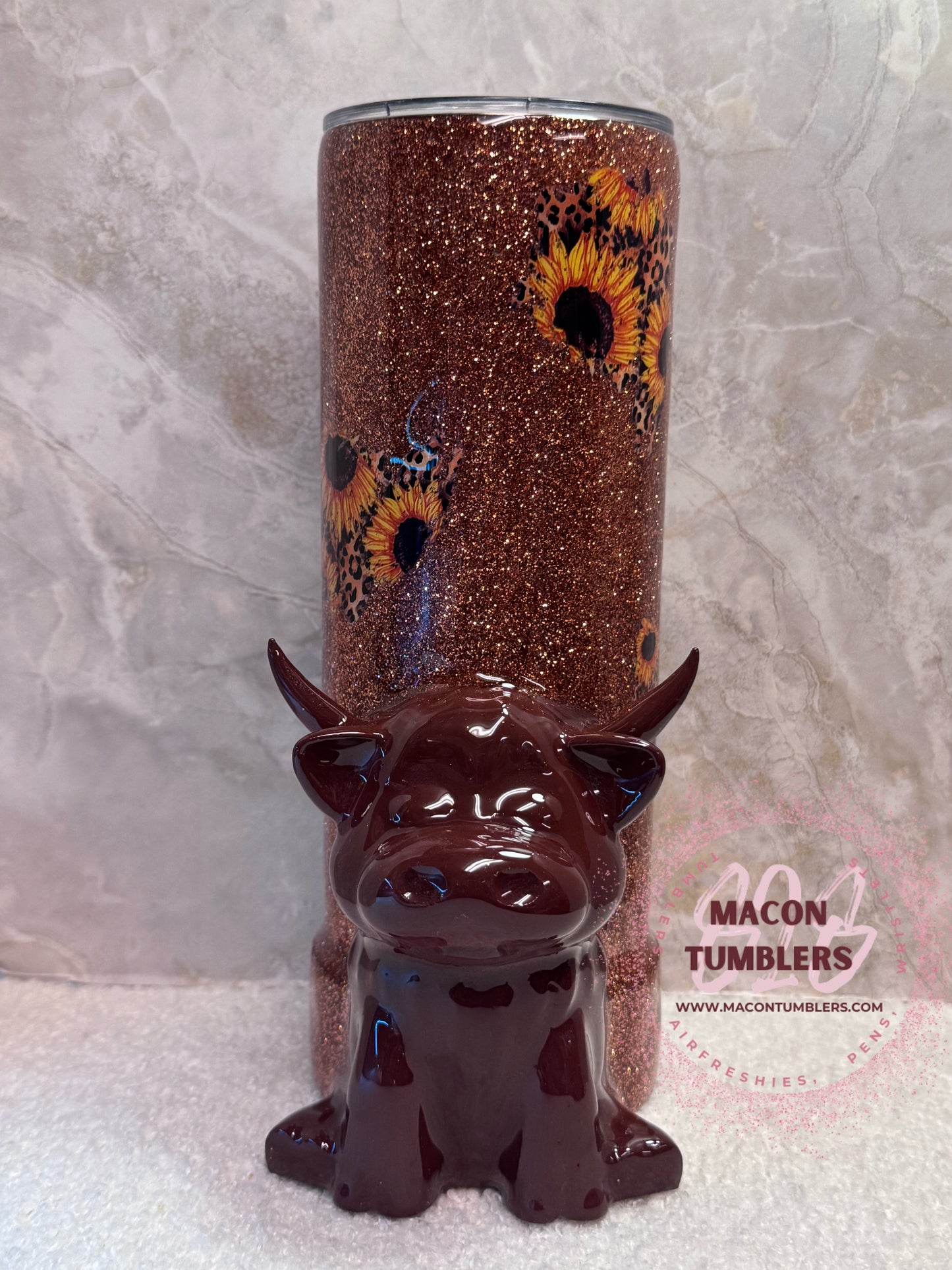š® 20 oz āDonāt Be A Salty Heiferā Glitter Tumbler with 3D Highland Cow Embellishment