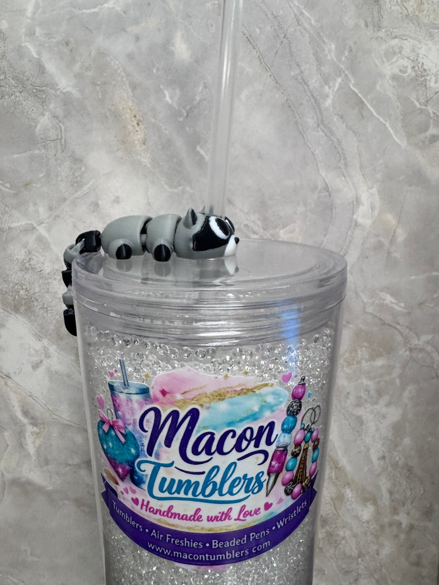 Raccoon Straw Charm – 3D Printed Tumbler Accessory