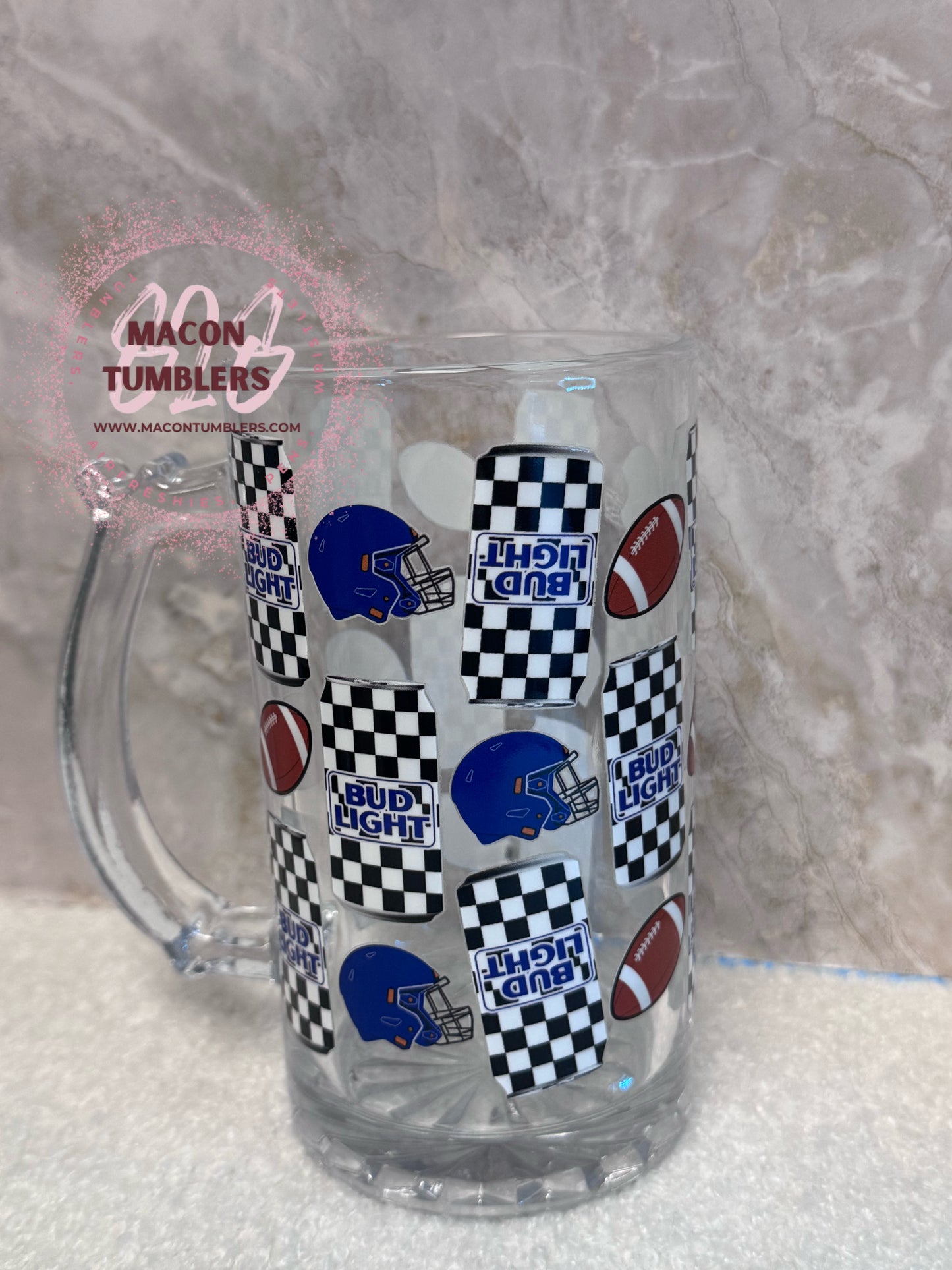 Game Day Checkerboard Glass Mug-Small