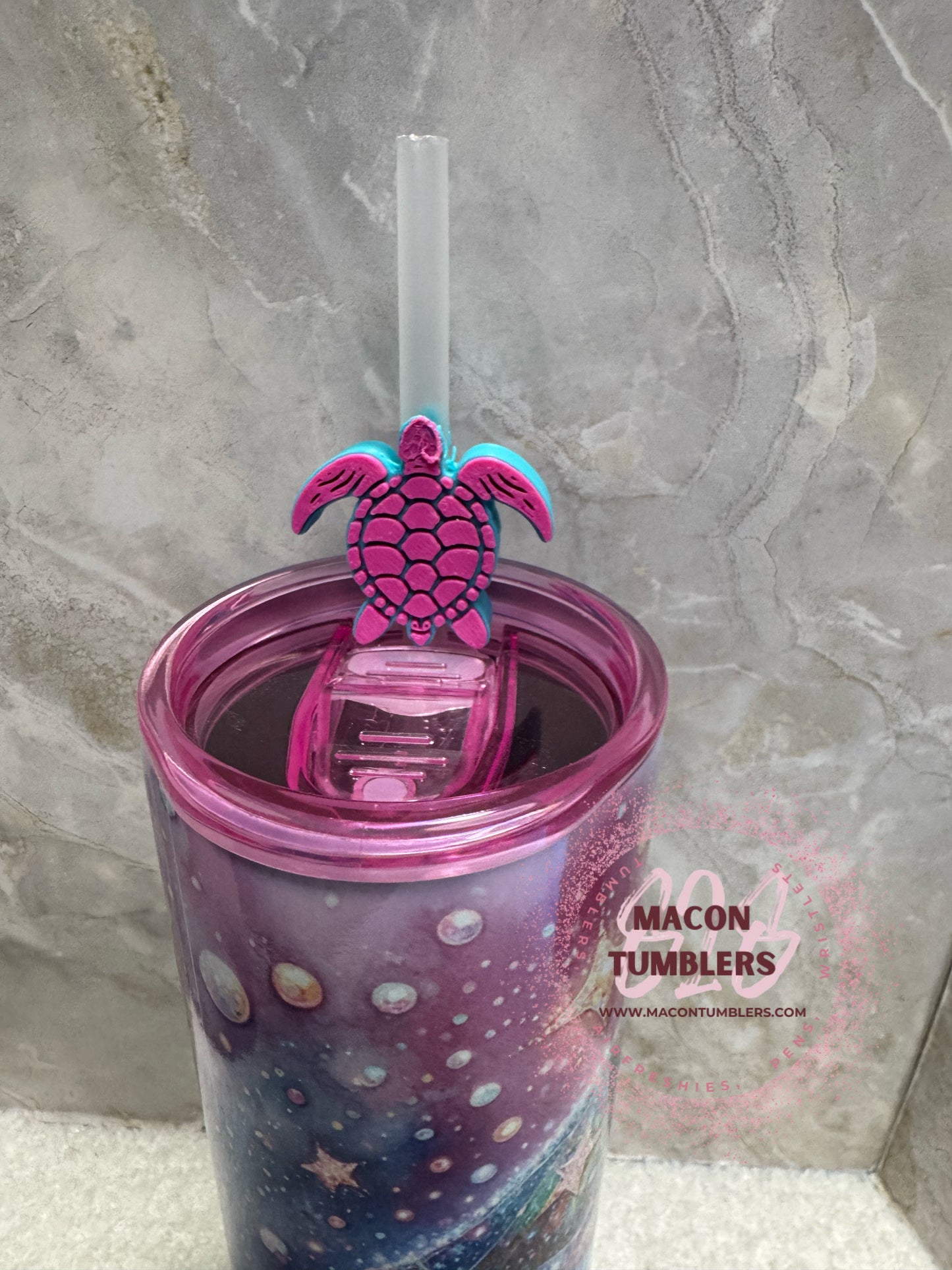 Sea Turtle 20oz Sublimation Tumbler with Turtle Straw Charm | Ocean Lover Cup