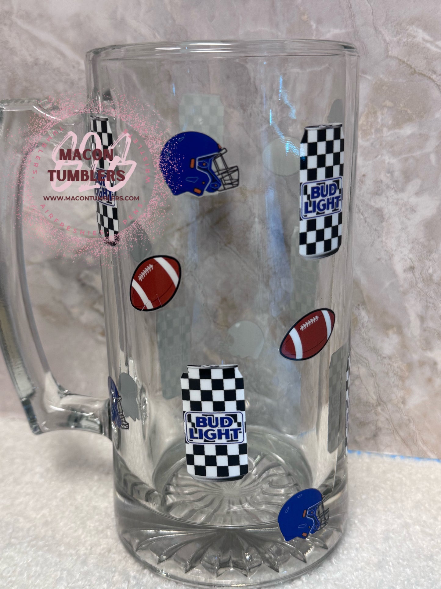Game Day Checkerboard Glass Mug-Large