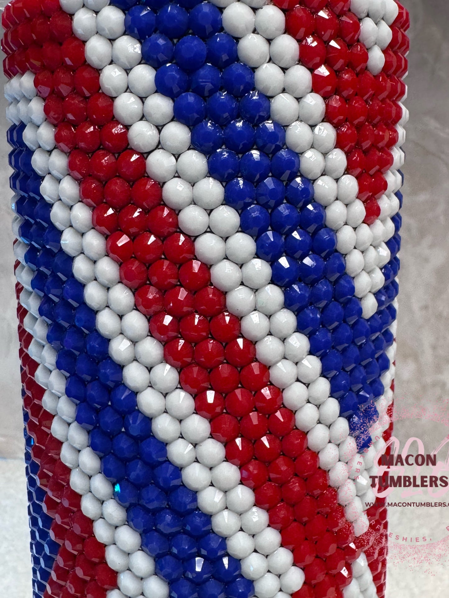 Patriotic Rhinestone 20 oz Skinny Tumbler | Red, White & Blue Bling Tumbler