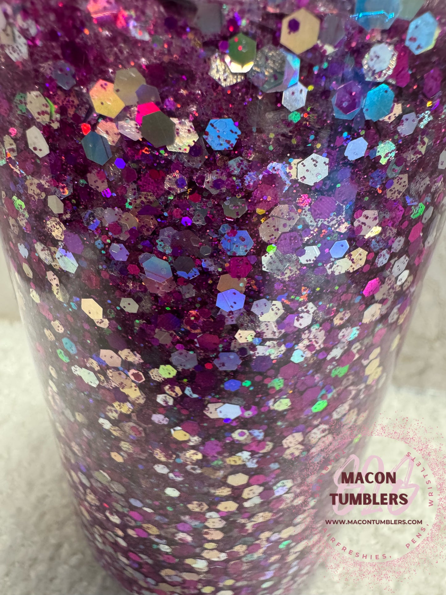 Purple Glitter Snow Globe Highland Cow Tumbler – 16oz Can