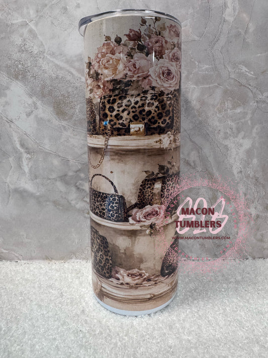 20 oz Vintage Floral & Leopard Fashion Skinny Tumbler