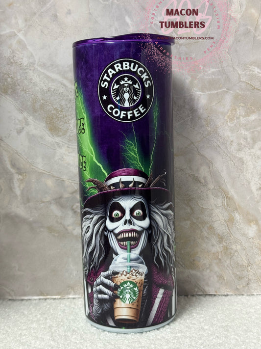 Beetle Brew 20oz Tumbler – Spooky Coffee Bar Check Design