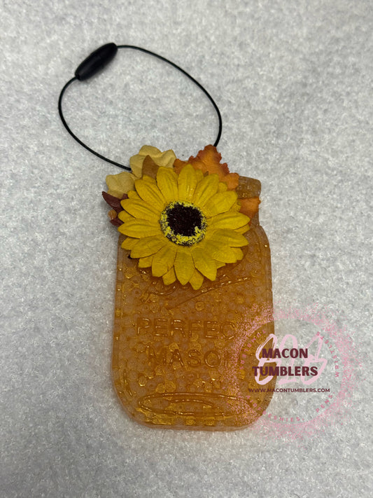 Mason Jar with Sunflower Freshie (Sweater Weather)