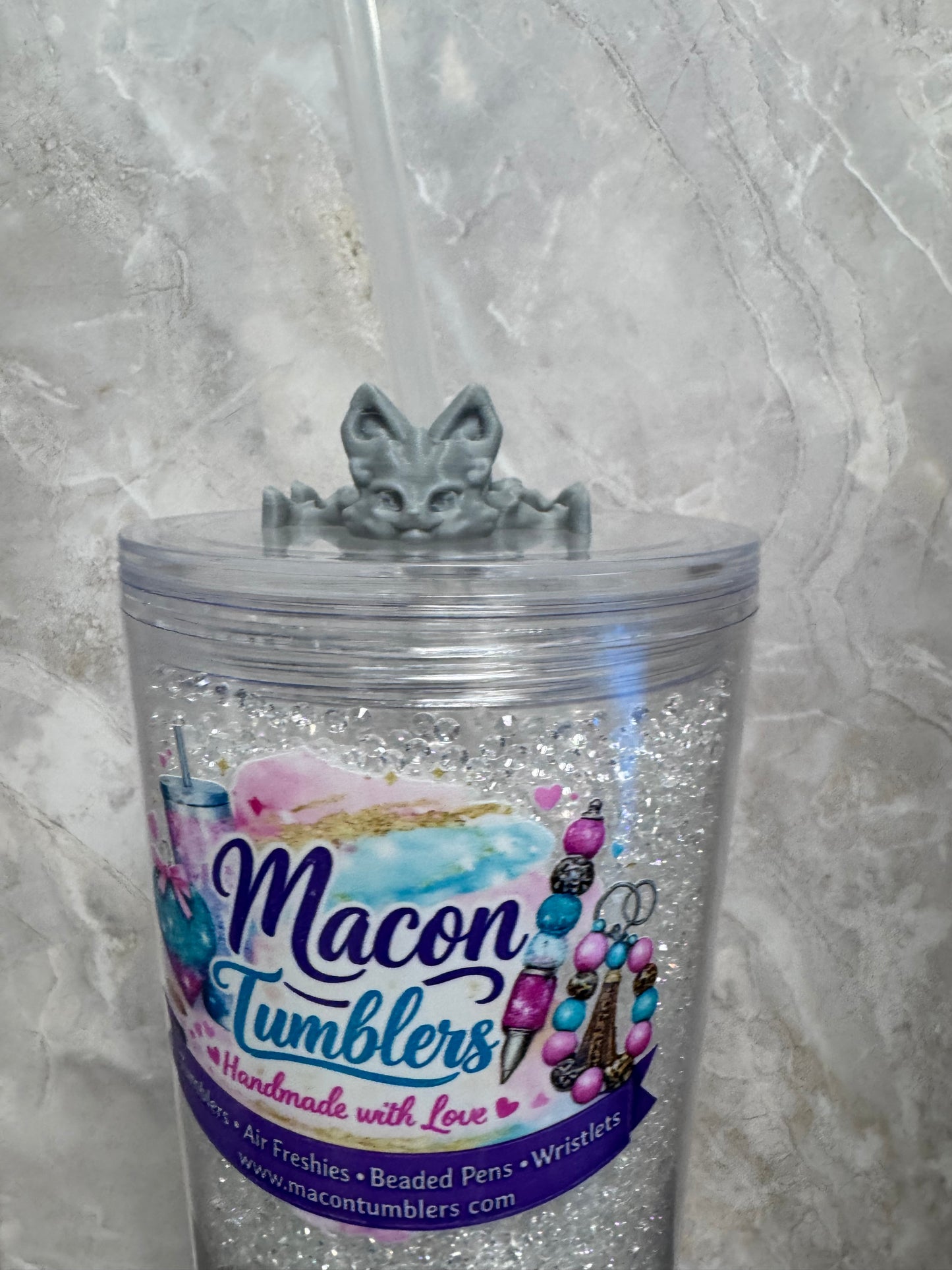 Fox Straw Charm – 3D Printed Tumbler Accessory