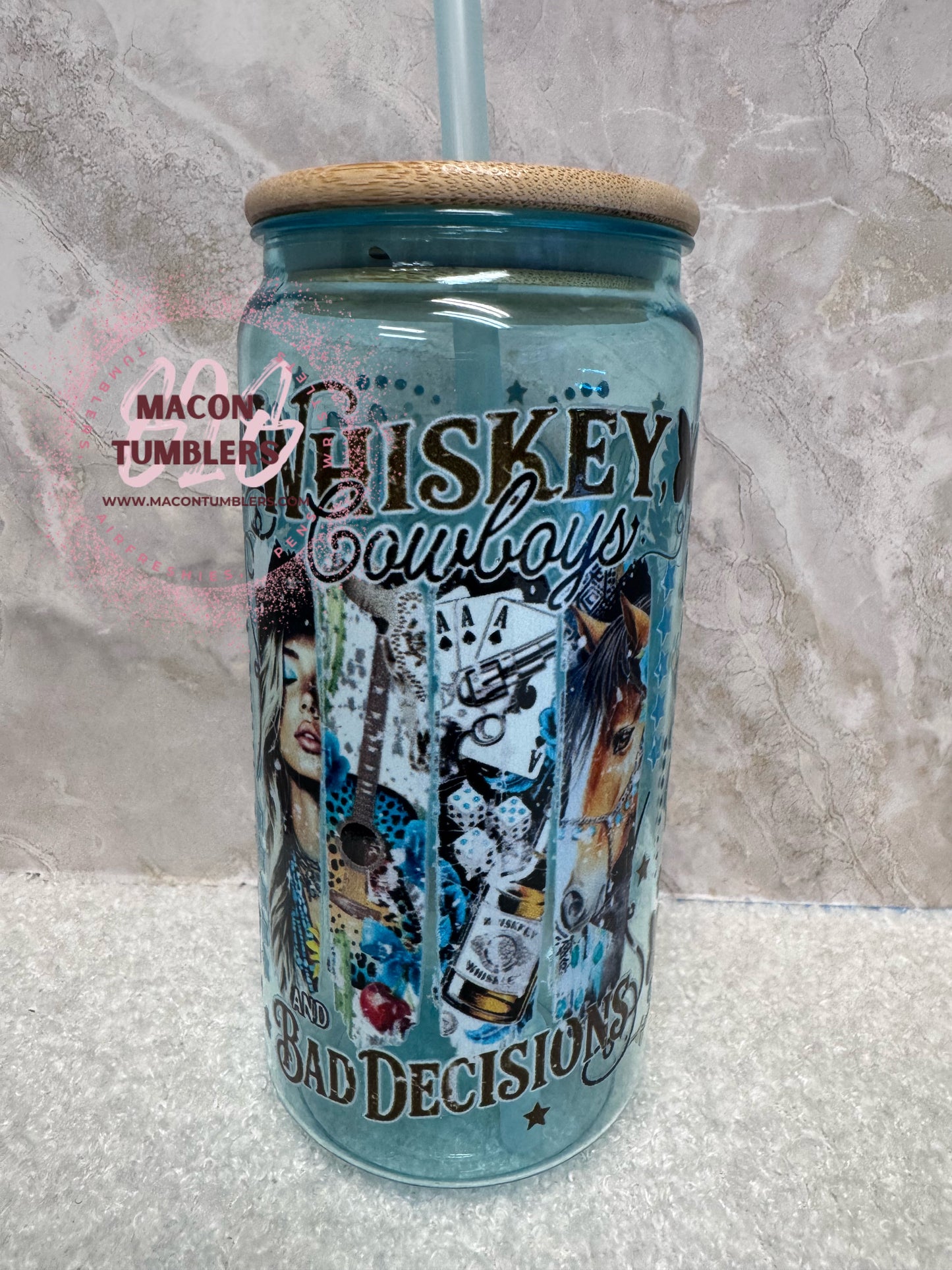 16 oz Acrylic Soda Can Cup – Whiskey, Cowboys & Bad Decisions Design