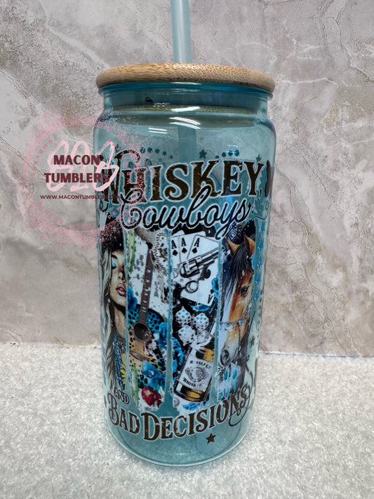 16 oz Acrylic Soda Can Cup – Whiskey, Cowboys & Bad Decisions Design