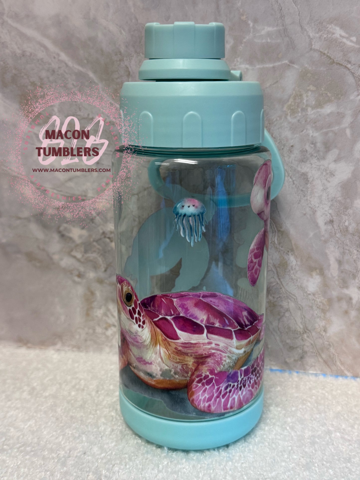 Sea Turtle Acrylic Water Bottle – Screw On Top