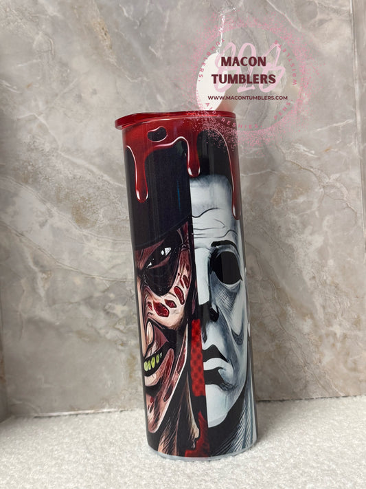 Horror Icons 20oz Sublimation Tumbler – Drip Design Slasher Collage