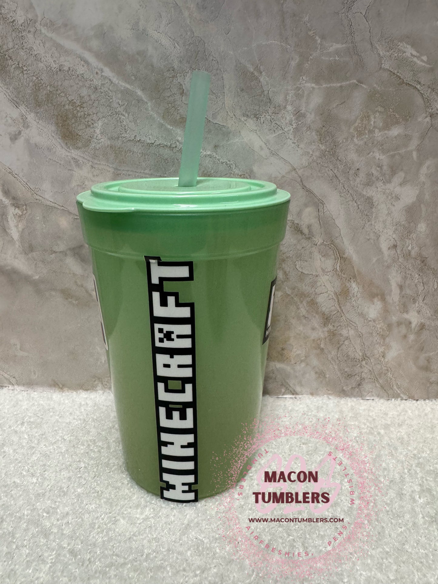 Green Color-Changing Gaming Kids Tumbler with Straw