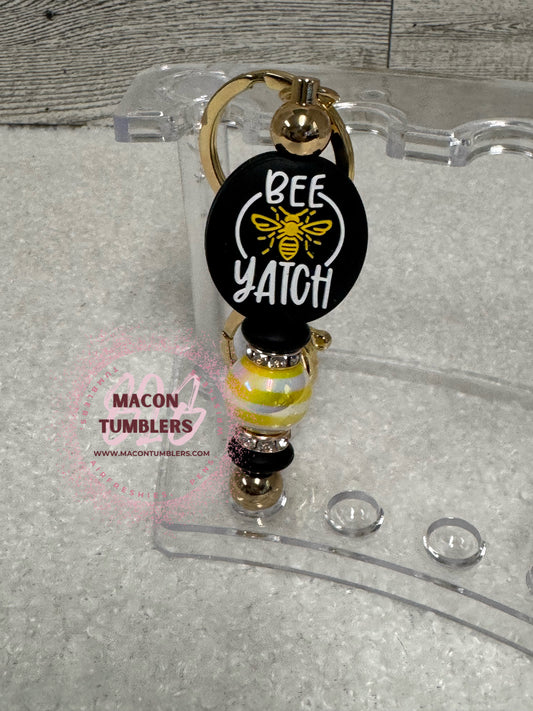 "Bee Yatch" Beaded Keychain 🐝✨