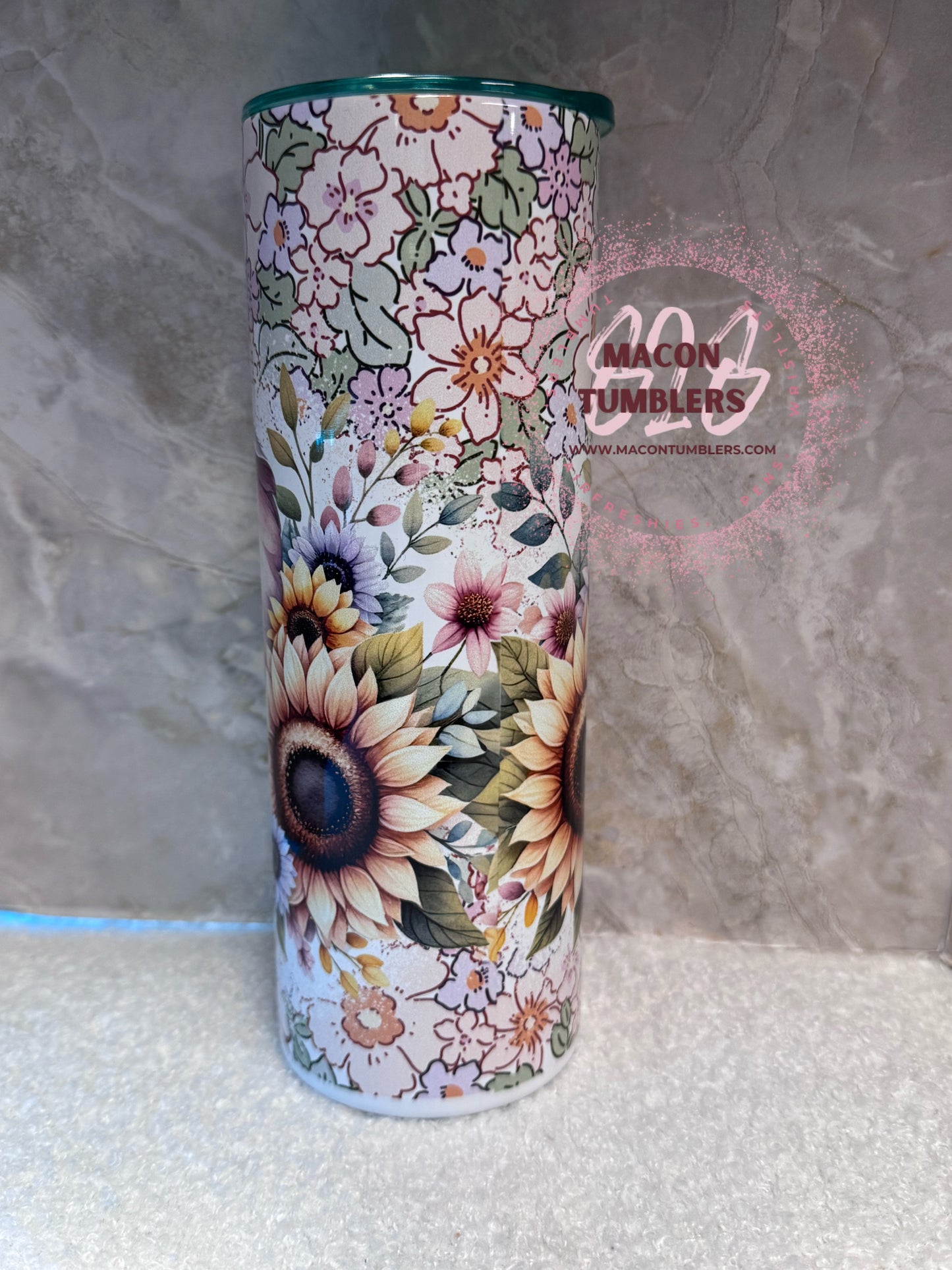 Baby Elephant Floral 20 oz Skinny Stainless Steel Sublimation Tumbler