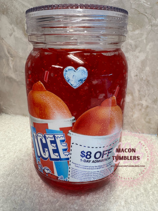 Cherry Slushie 16 oz Mason Jar Snowglobe Tumbler 🍒❄️