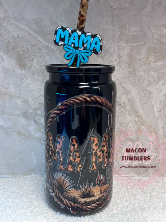 Western Mama 16 oz Acrylic Can Cup with Mama Straw Charm