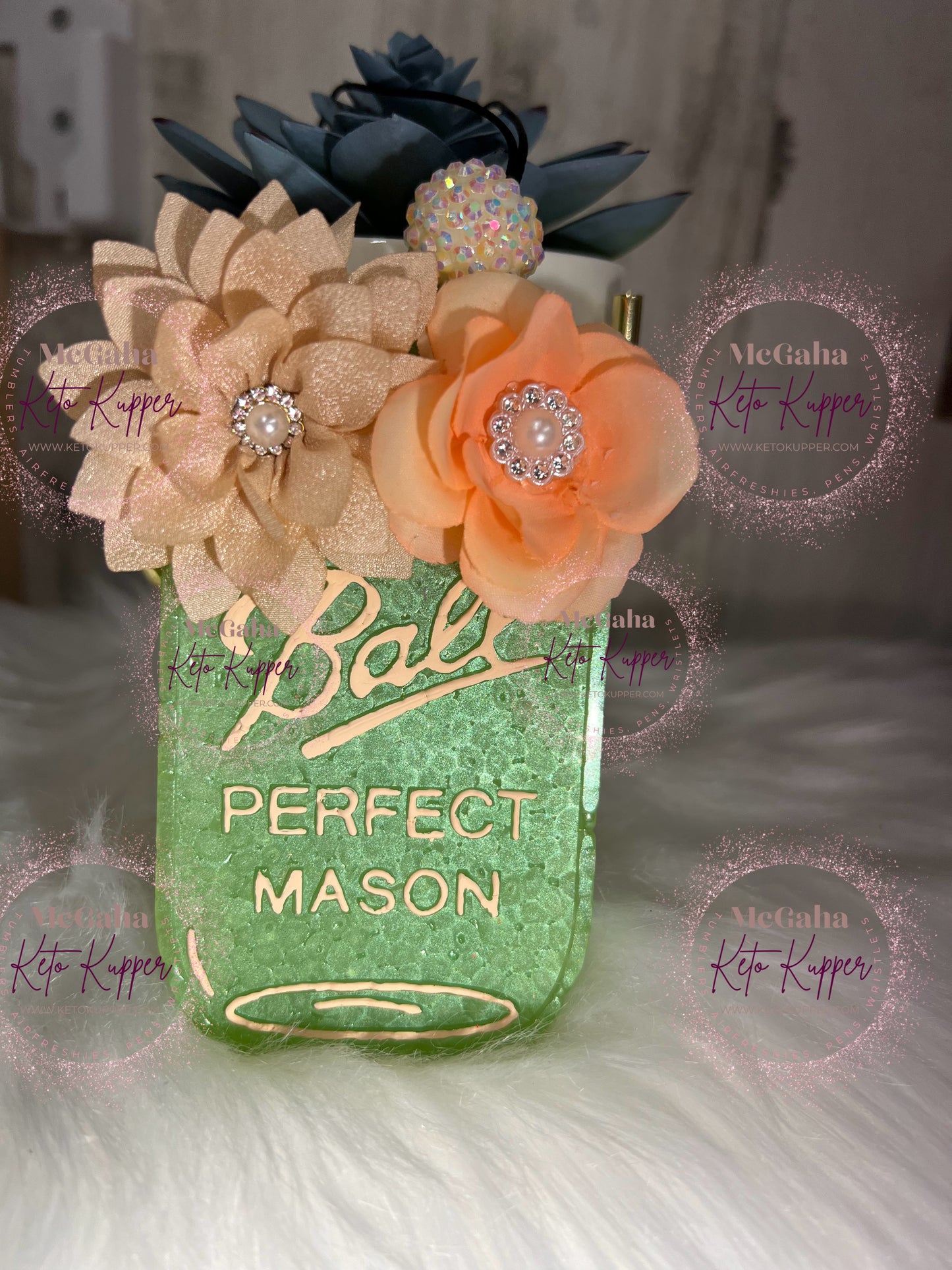 Mason Jar with Flowers Custom Freshie