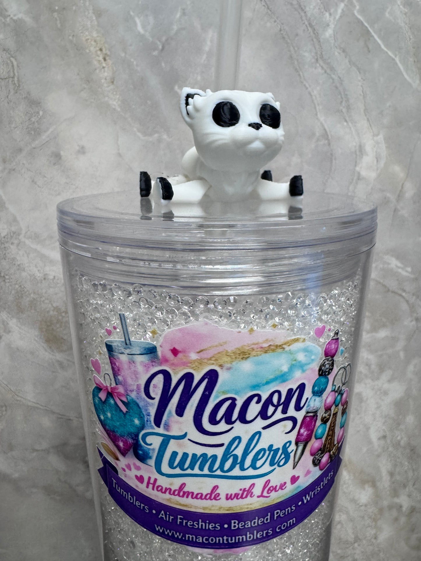Cat Straw Charm – Cute 3D Printed Tumbler Accessory