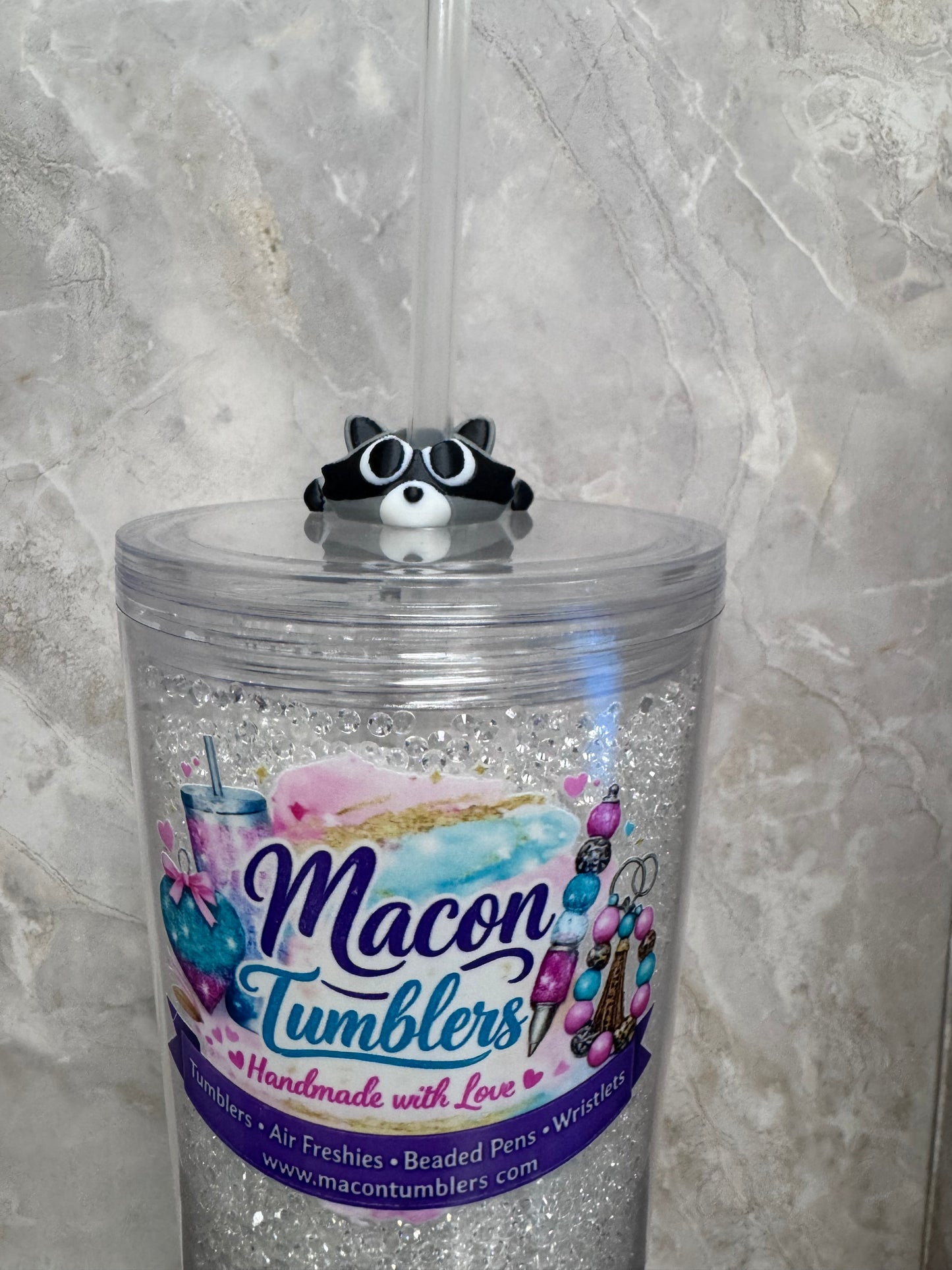 Raccoon Straw Charm – 3D Printed Tumbler Accessory