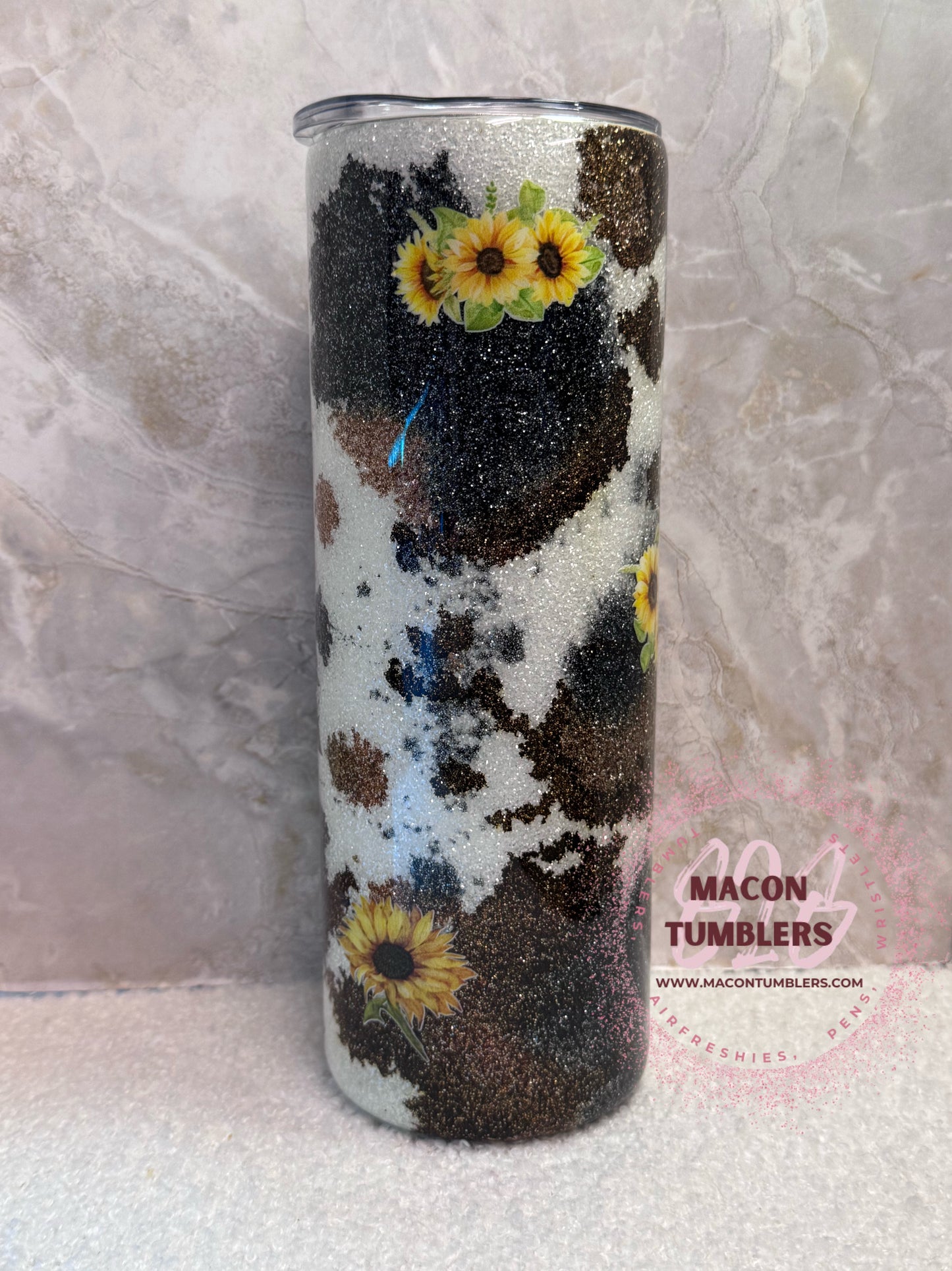 20 oz “Don’t Be A Part of the Problem, Be the Whole Heifer” Cow Print Glitter Tumbler
