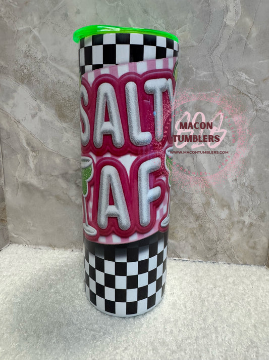 Salty AF 20 oz Sublimation Tumbler | Neon Lid Beach Vibes Cup 🌴