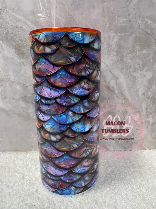 15 oz Iridescent Dragon Scale Skinny Tumbler