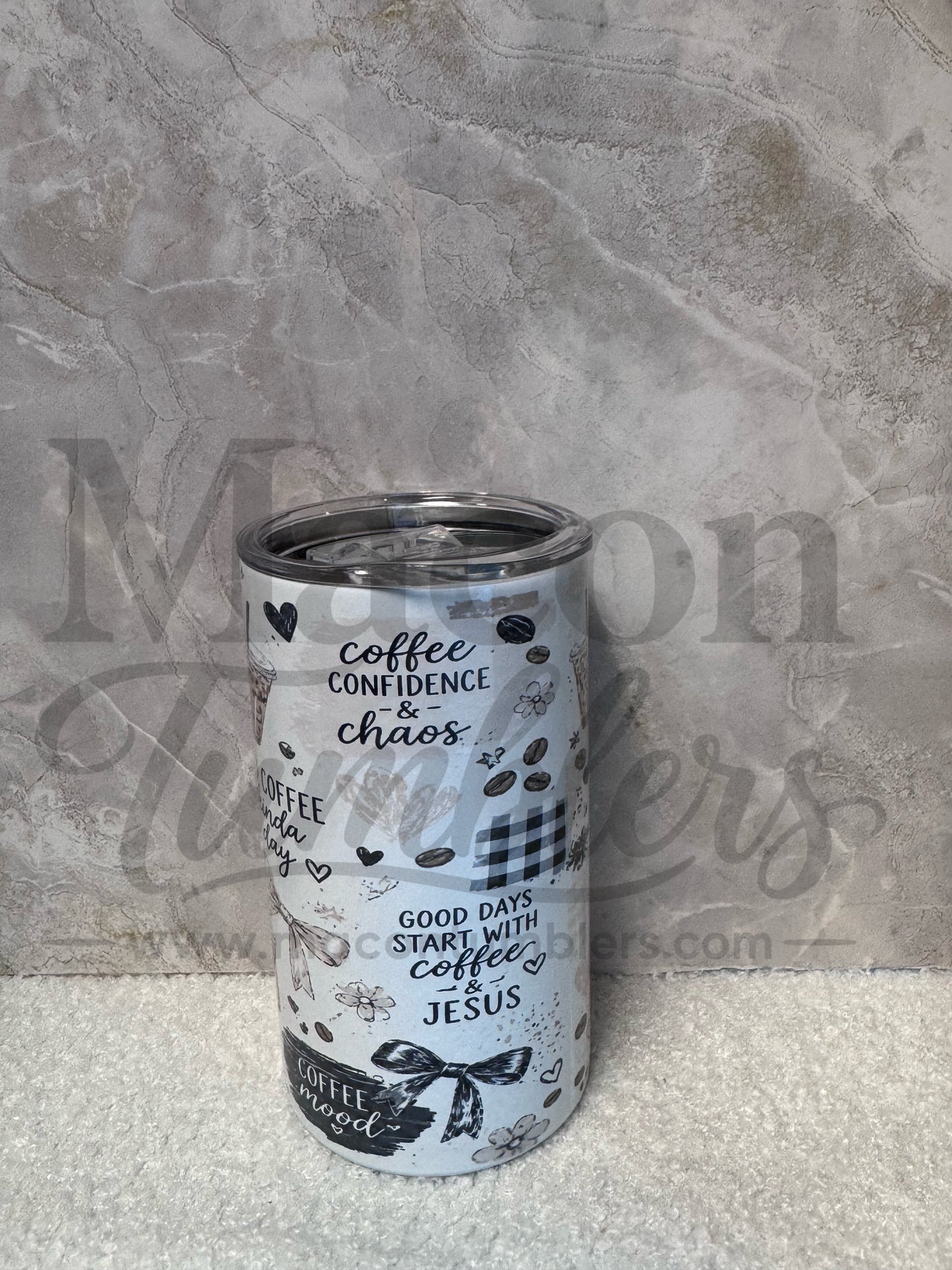 Coffee, Confidence & Chaos 12 oz Tumbler