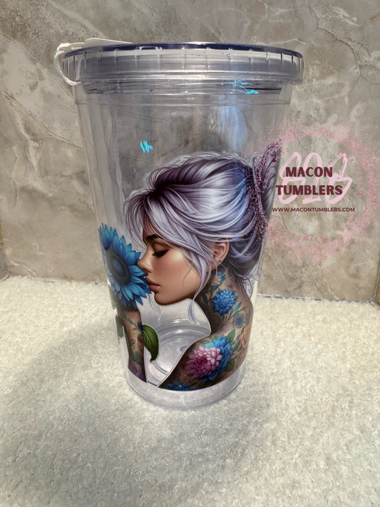 Continue Your Story 16 oz Tapered Plastic Cup 💙🌻