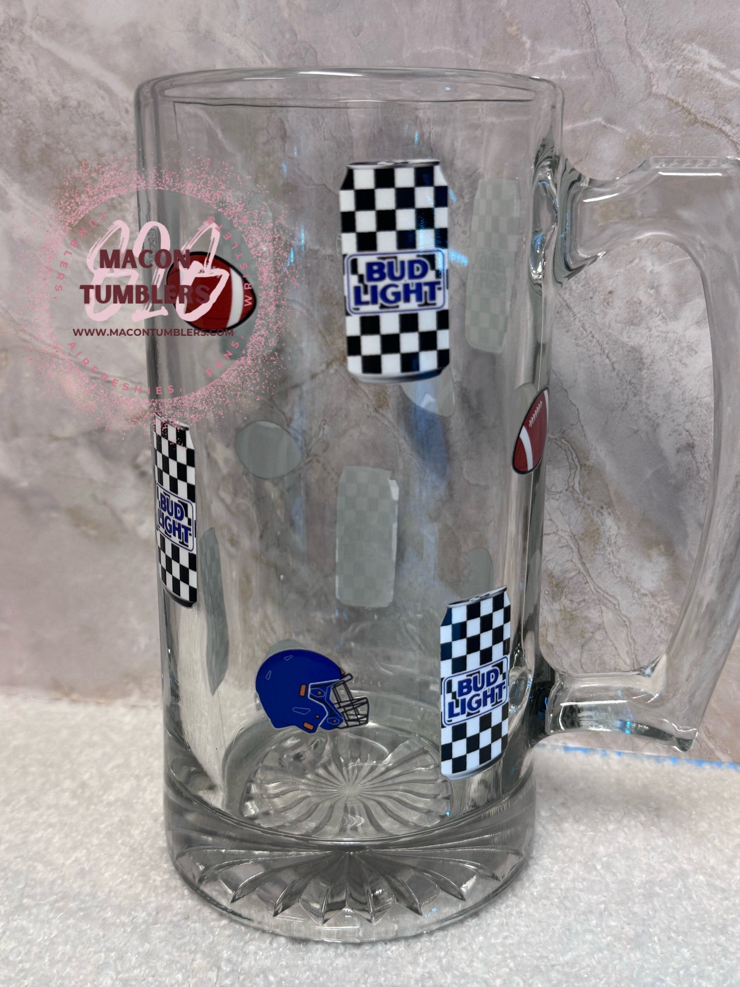 Game Day Checkerboard Glass Mug-Large