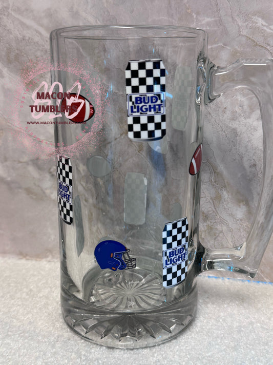 Game Day Checkerboard Glass Mug-Large