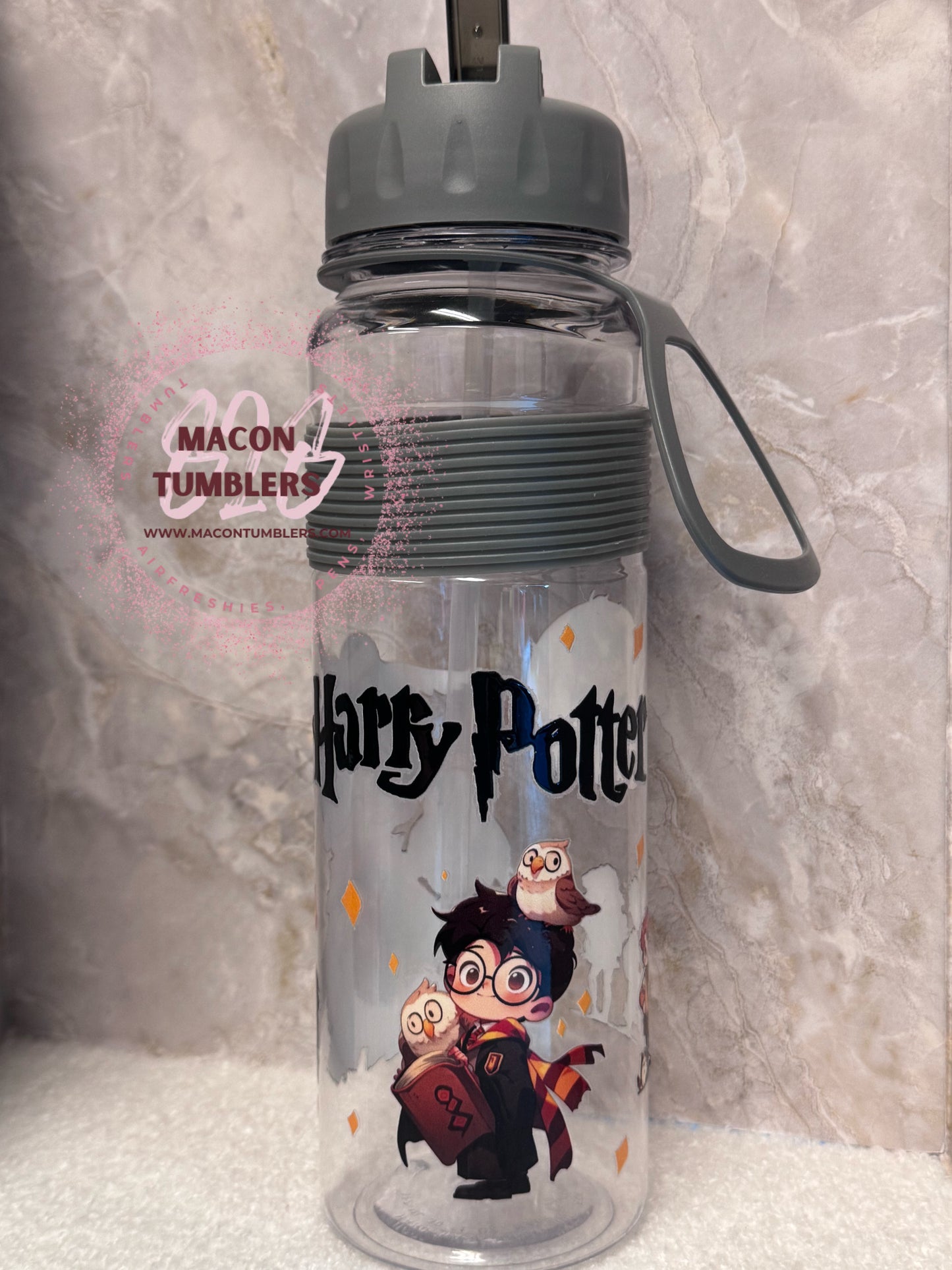 Wizard School Inspired Acrylic Water Bottle – Gray Lid
