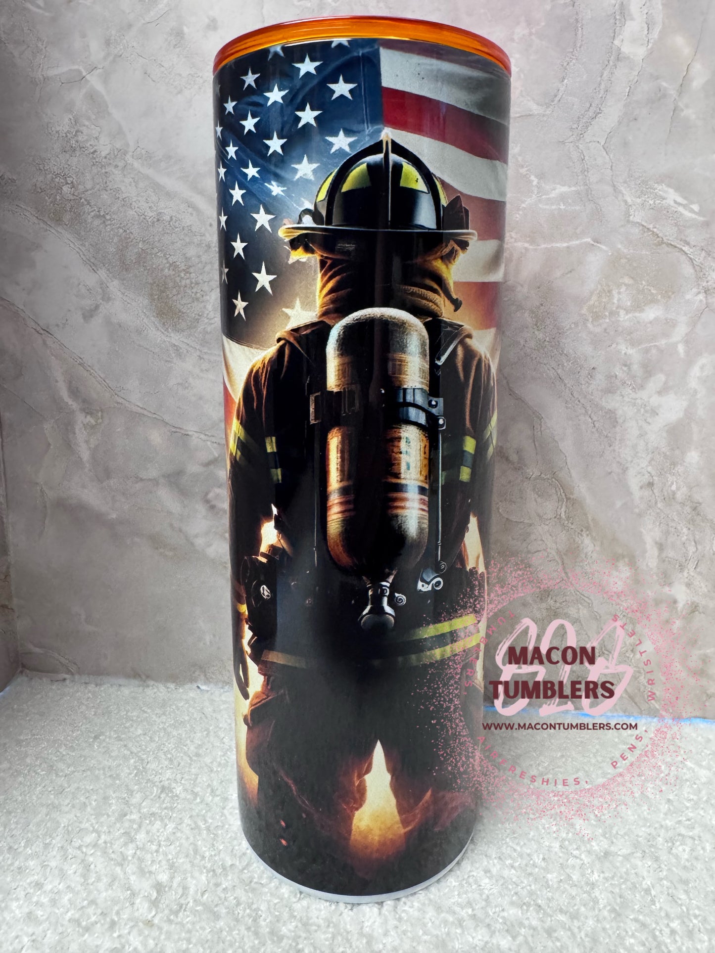 20 oz Firefighter American Flag Sublimation Tumbler – Firefighter Tribute Stainless Steel Tumbler