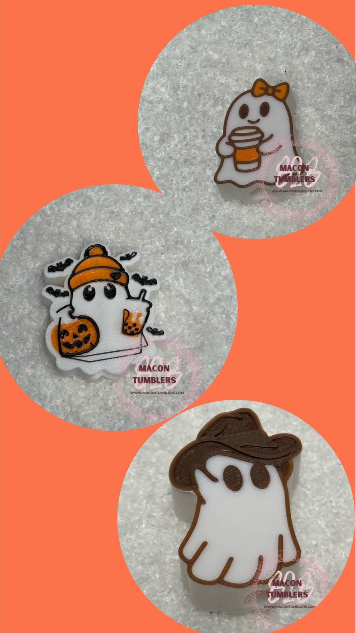 Ghost 3d printed straw charms
