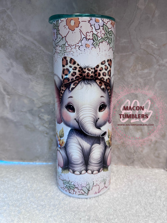 Baby Elephant Floral 20 oz Skinny Stainless Steel Sublimation Tumbler
