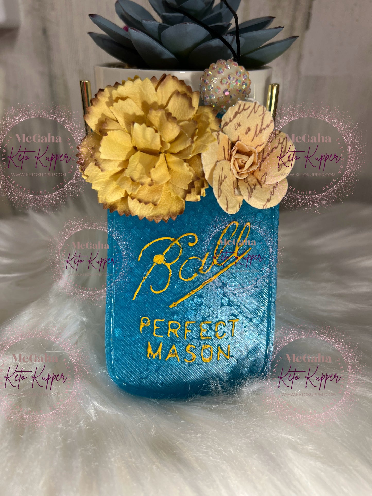 Mason Jar with Flowers Custom Freshie