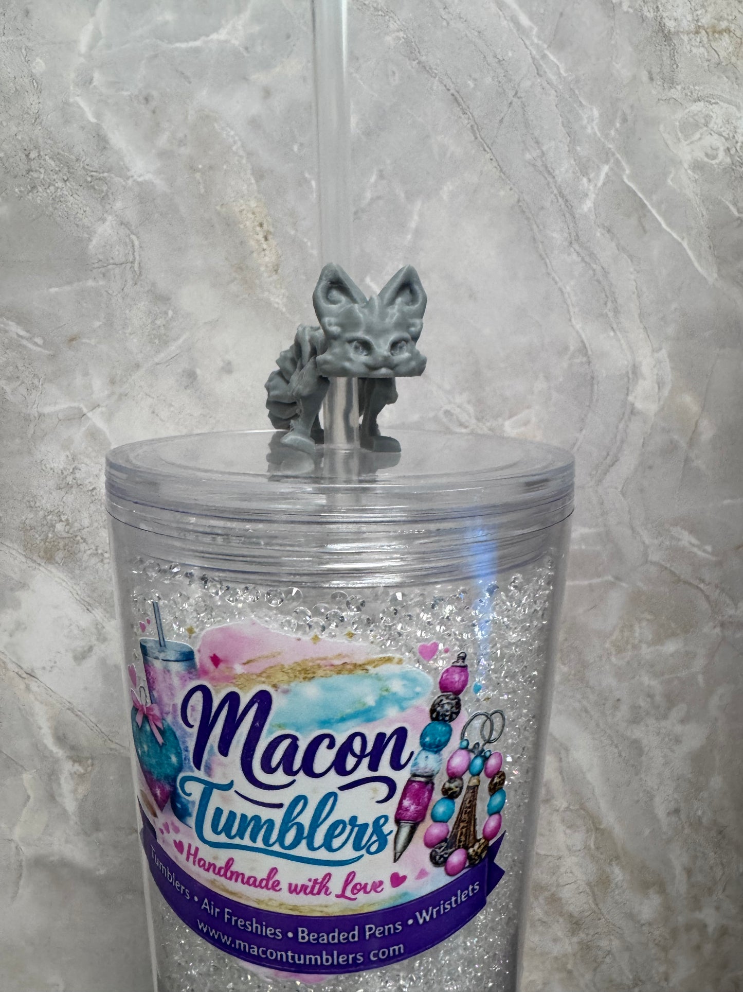 Fox Straw Charm – 3D Printed Tumbler Accessory