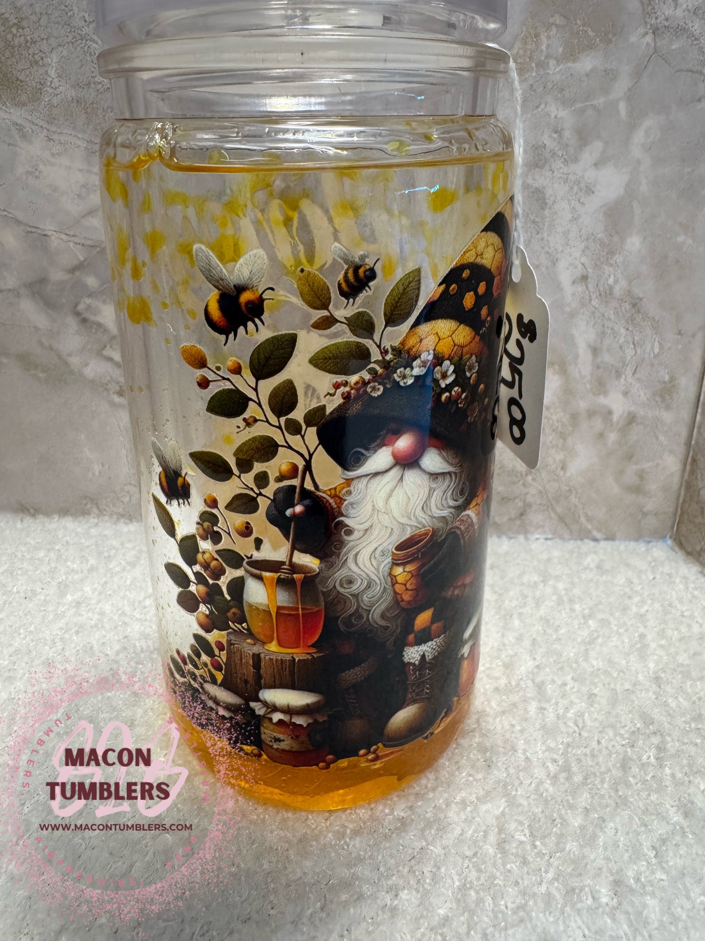 Honey Bee Gnome 16 oz Snowglobe Tumbler 🍯🐝