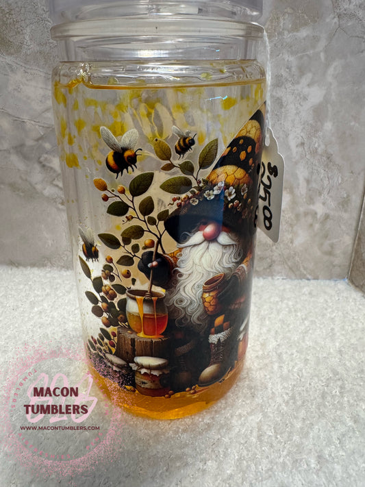 Honey Bee Gnome 16 oz Snowglobe Tumbler 🍯🐝