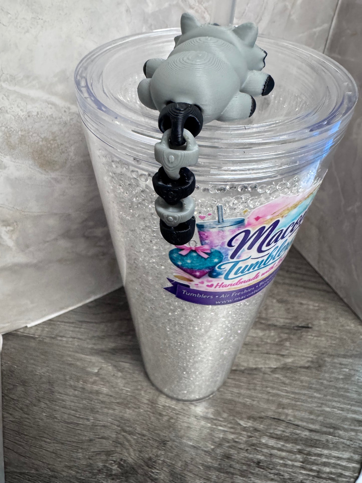 Raccoon Straw Charm – 3D Printed Tumbler Accessory
