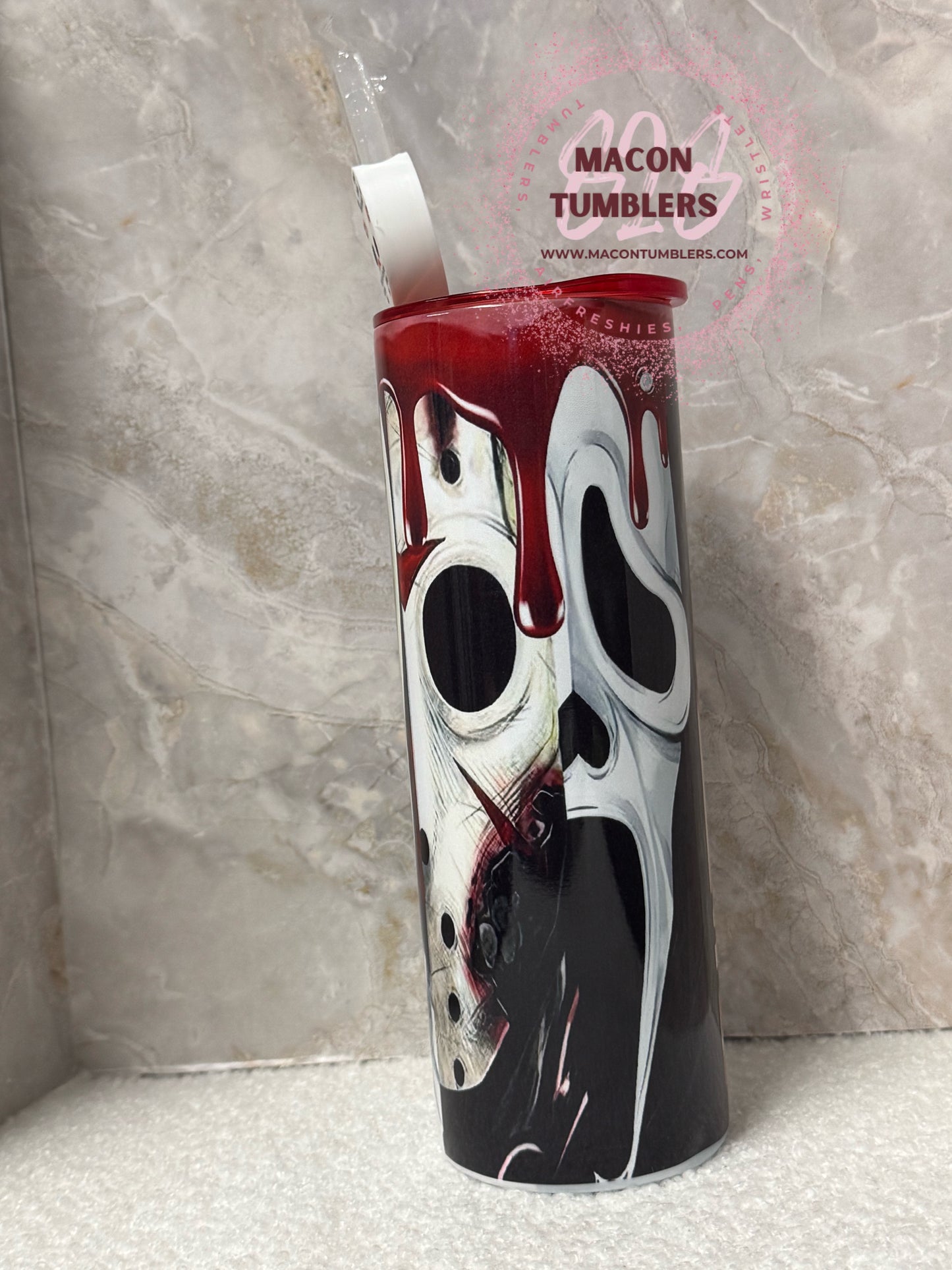 Horror Icons 20oz Sublimation Tumbler – Drip Design Slasher Collage