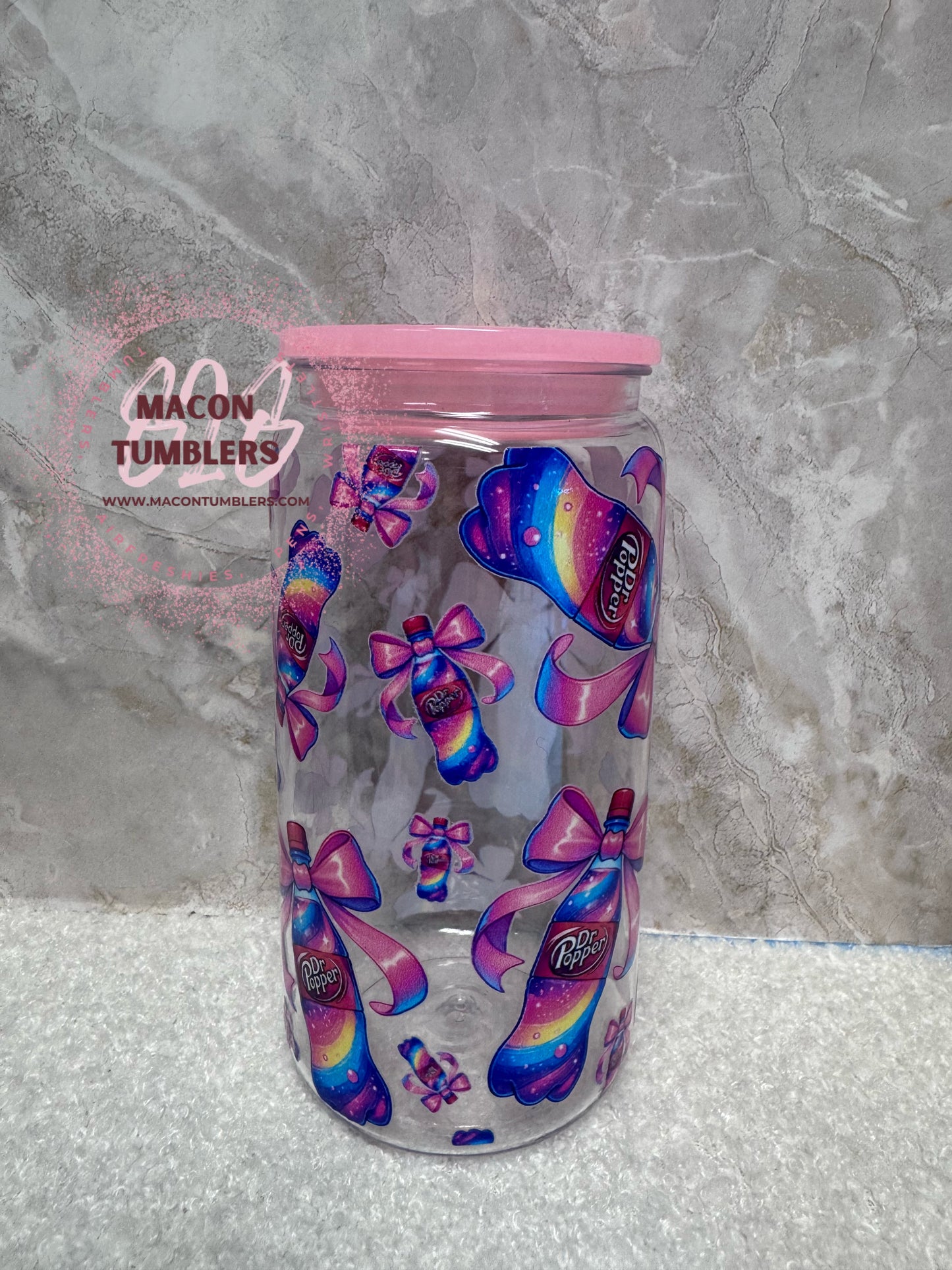 16 oz Acrylic Soda Can Cup – Rainbow Soda Bow Design