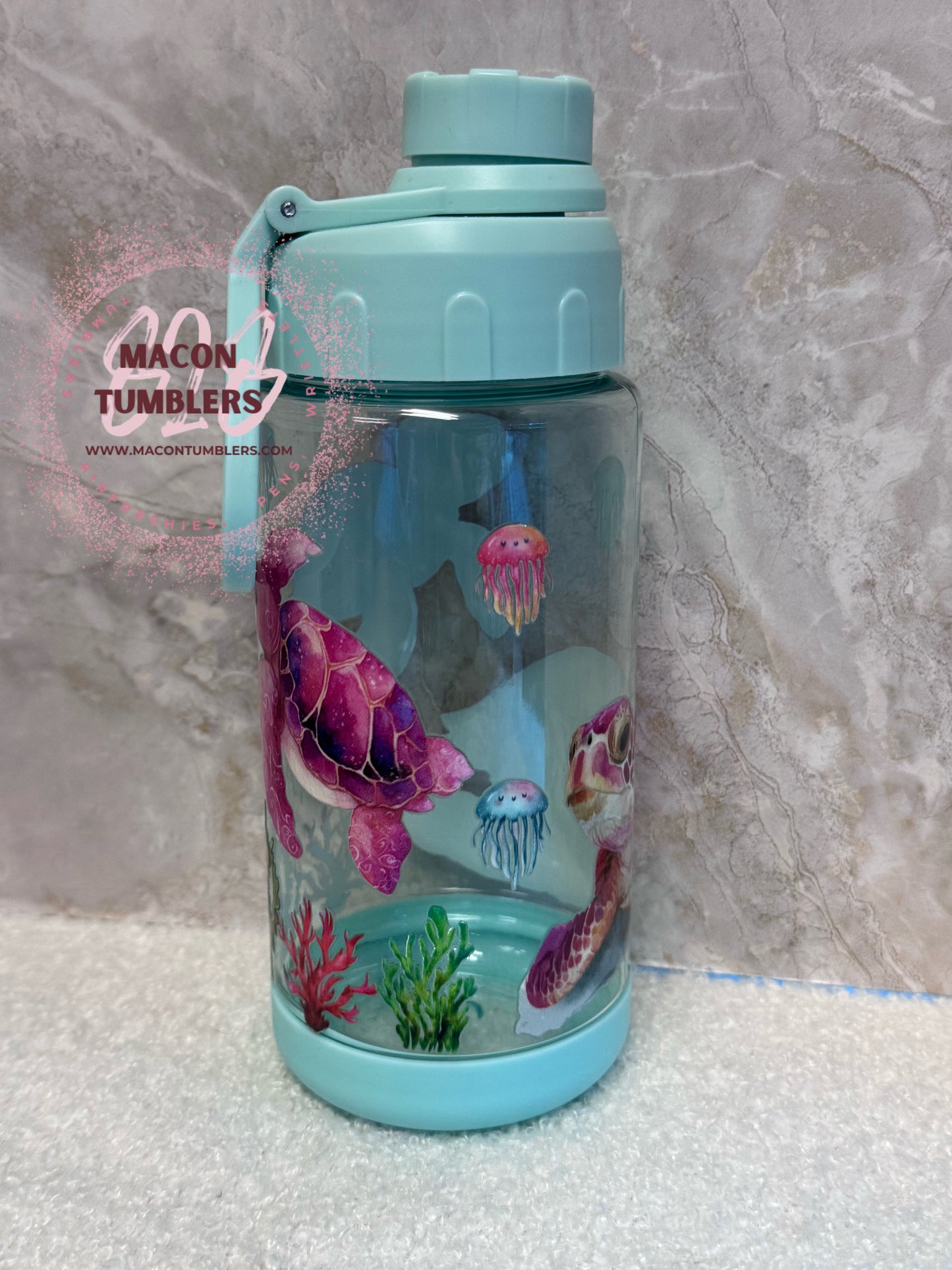 Sea Turtle Acrylic Water Bottle – Screw On Top